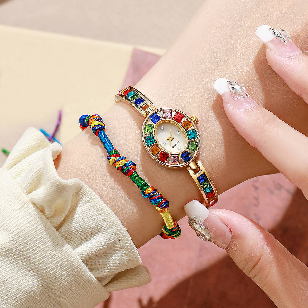 Luxury Watch Deals - 2PCS/Set Luxury Rhinestone Women Watches Fashion